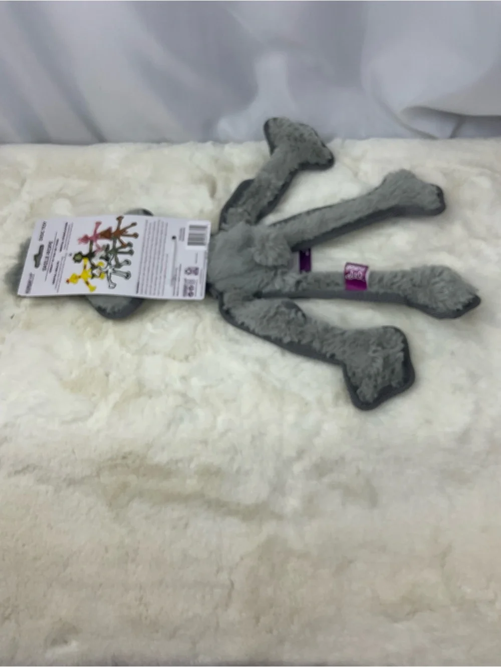 Multipet Skele-Ropes 15” Rabbit Dog Toy Pink Gray Rope Tug Squeaker New